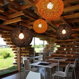 Maxbell Rattan Wicker Woven Ball Globe Ceiling Pendant Light Lamp Shade 20cm orange