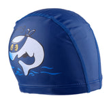 Maxbell Children's Waterproof Cartoon Dolphin Swimming Cap Ear Protection Dark blue