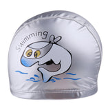 Maxbell Children's Waterproof Cartoon Dolphin Swimming Cap Ear Protection Silver