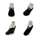 Maxbell Black Bowknot Pet Dog Puppy Cat Shoes Slippers Non-Slip Socks with Paw Prints Size M