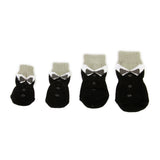 Maxbell Black Bowknot Pet Dog Puppy Cat Shoes Slippers Non-Slip Socks with Paw Prints Size M