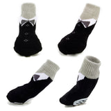 Maxbell Black Bowknot Pet Dog Puppy Cat Shoes Slippers Non-Slip Socks with Paw Prints Size L