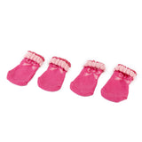 Maxbell Pink Bowknot Pet Dog Puppy Cat Shoes Slippers Non-Slip Socks with Paw Prints Size S