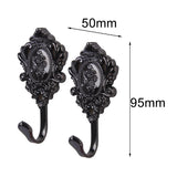 Maxbell 2Pcs Rose Carve Curtain Drapery Tiebacks Door Wall Tassel Hooks Holder Black