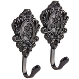 Maxbell 2Pcs Rose Carve Curtain Drapery Tiebacks Door Wall Tassel Hooks Holder Black