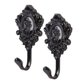 Maxbell 2Pcs Rose Carve Curtain Drapery Tiebacks Door Wall Tassel Hooks Holder Black