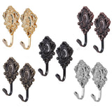 Maxbell 2Pcs Rose Carve Curtain Drapery Tiebacks Door Wall Tassel Hooks Holder Black