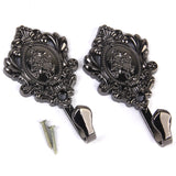 Maxbell 2Pcs Rose Carve Curtain Drapery Tiebacks Door Wall Tassel Hooks Holder Black