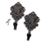 Maxbell 2Pcs Rose Carve Curtain Drapery Tiebacks Door Wall Tassel Hooks Holder Black