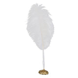Maxbell Ostrich Feather Quill Signing Pen with Metal Holder Wedding Pen Set S White