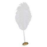 Maxbell Ostrich Feather Quill Signing Pen with Metal Holder Wedding Pen Set S White