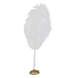 Maxbell Ostrich Feather Quill Signing Pen with Metal Holder Wedding Pen Set S White