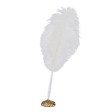 Maxbell Ostrich Feather Quill Signing Pen with Metal Holder Wedding Pen Set S White