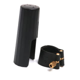 Maxbell Plastic Tenor Saxophone Sax Mouthpiece Cover with PU Ligature Black