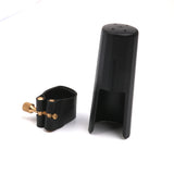 Maxbell Plastic Tenor Saxophone Sax Mouthpiece Cover with PU Ligature Black