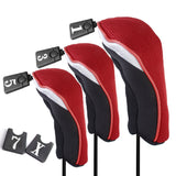 Maxbell 3Pcs Soft 1 3 5 Wood Golf Club Driver Headcovers Head Covers Set - Red Black