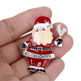 Maxbell Novelty Santa Claus Brooch Pin Jewelry Gift with Crystal Rhinestone