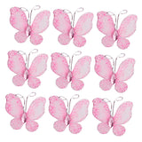 Maxbell 50pcs Wired Mesh Stocking Glitter Butterflies - Pink