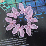 Maxbell 50pcs Wired Mesh Stocking Glitter Butterflies - Pink