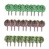 Maxbell 30pcs 1.38 inch Scenery Landscape Train Model Trees w/ Mixed Colors Flowers - Scale 1/100