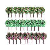 Maxbell 30pcs 1.38 inch Scenery Landscape Train Model Trees w/ Mixed Colors Flowers - Scale 1/100