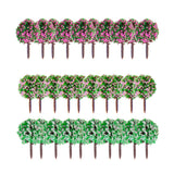 Maxbell 30pcs 1.38 inch Scenery Landscape Train Model Trees w/ Mixed Colors Flowers - Scale 1/100