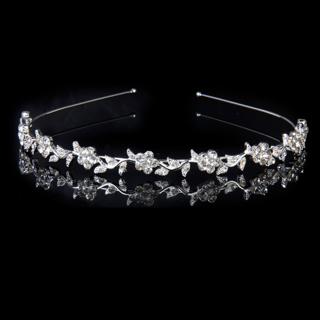 Maxbell Crystal Flower and Leaves Headband for Bridal Bridesmaid Wedding Tiara