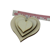 Maxbell 50Pcs Mixed Size Wooden Hearts Embellishments for Craft