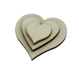 Maxbell 50Pcs Mixed Size Wooden Hearts Embellishments for Craft