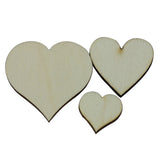 Maxbell 50Pcs Mixed Size Wooden Hearts Embellishments for Craft