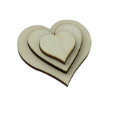 Maxbell 50Pcs Mixed Size Wooden Hearts Embellishments for Craft