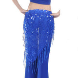 Maxbell Lady's Belly Dance Sequins Triangle Hip Scarf With Tassel Royal Blue