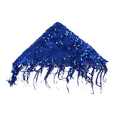 Maxbell Lady's Belly Dance Sequins Triangle Hip Scarf With Tassel Royal Blue