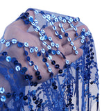 Maxbell Lady's Belly Dance Sequins Triangle Hip Scarf With Tassel Royal Blue