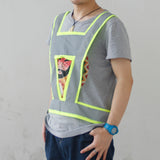 Maxbell MagiDeal High Visibility Safety Vest Gray Reflective Strips Fluorescent