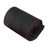 Maxbell DIY Car Steering Wheel Cover With Needles and Thread Black+ Red PU Leather
