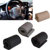 Maxbell DIY Car Steering Wheel Cover With Needles and Thread Black+ Red PU Leather