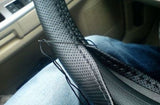 Maxbell DIY Car Steering Wheel Cover With Needles and Thread Black+ Red PU Leather
