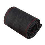 Maxbell DIY Car Steering Wheel Cover With Needles and Thread Black+ Red PU Leather