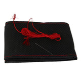 Maxbell DIY Car Steering Wheel Cover With Needles and Thread Black+ Red PU Leather