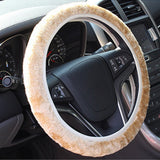 Maxbell Soft Short Plush Winter Car Steering Wheel Cover Vehicle Grips Skin Beige