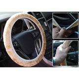 Maxbell Soft Short Plush Winter Car Steering Wheel Cover Vehicle Grips Skin Beige