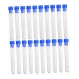 Maxbell 20pcs Non-Graduated Plastic Test Tubes Laboratory Test Tool with Screw Caps