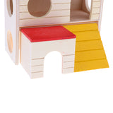 Maxbell Double-Deck Natural Wooden Hamster House Ladder Toy for Hamster Mouse Gerbil