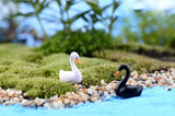 Maxbell 2x Miniature Dollhouse Bonsai Fairy Garden Landscape Swan Decor Black+White