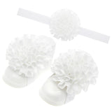 Maxbell 3Pcs Baby Infant Headband Foot Flower Elastic Hair Band Accessories White