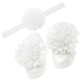 Maxbell 3Pcs Baby Infant Headband Foot Flower Elastic Hair Band Accessories White