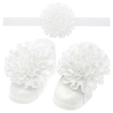 Maxbell 3Pcs Baby Infant Headband Foot Flower Elastic Hair Band Accessories White