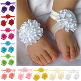 Maxbell 3Pcs Baby Infant Headband Foot Flower Elastic Hair Band Accessories White