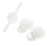 Maxbell 3Pcs Baby Infant Headband Foot Flower Elastic Hair Band Accessories White